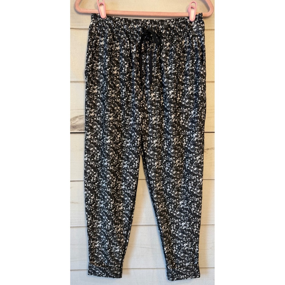 Lululemon Jet Crop Slim Pants Black White Splatter Dot Joggers Size 4